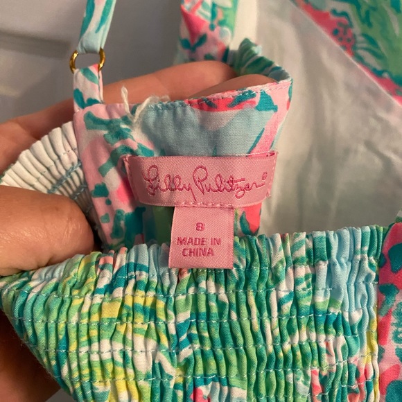 Like New Lily Pulitzer Pink and Green Patterned Mini Sundress - Size 8 - Picture 6 of 7
